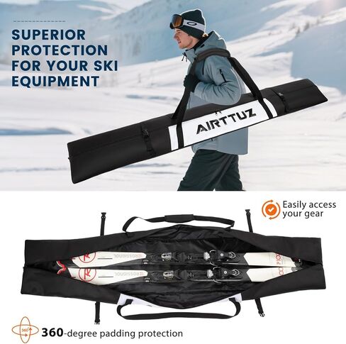 Ski Bag and Boot Bag Combo, Water-Resistant Ski Boot Travel Bag Fit Skis Up to 200 cm & Boots Size 13 With 5mm Foam Ski Gear Bag. in Saudi Arabia