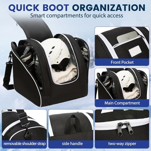 Ski Bag and Boot Bag Combo, Water-Resistant Ski Boot Travel Bag Fit Skis Up to 200 cm & Boots Size 13 With 5mm Foam Ski Gear Bag. in Saudi Arabia