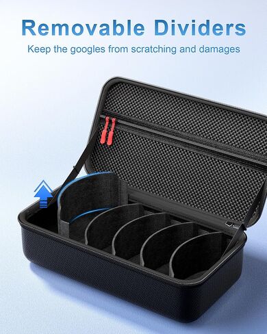 ProCase Hard Travel Case for Ski Goggles, Large Capacity Hard Shell Carrying Holder Snow Goggles Motorcycle Glasses Lens Case with Handle Multi Compartment -Black in Kuwait