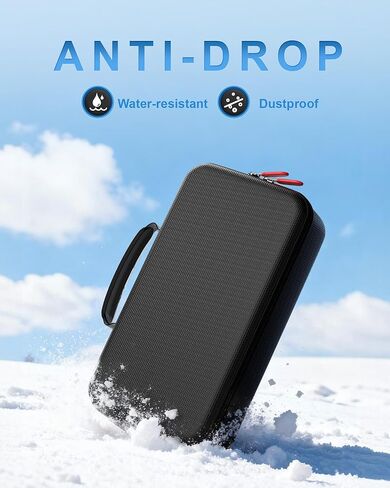 ProCase Hard Travel Case for Ski Goggles, Large Capacity Hard Shell Carrying Holder Snow Goggles Motorcycle Glasses Lens Case with Handle Multi Compartment -Black in Kuwait