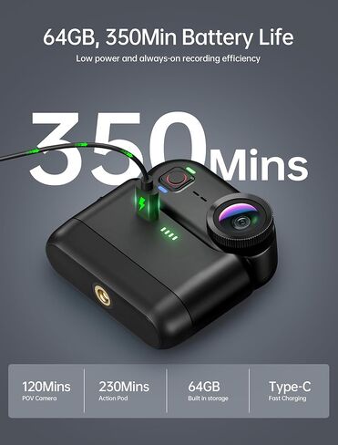 كاميرات 4K Mini Body Action Camera POV Body Cam، كاميرا رياضية سعة 64 جيجابايت مع تسجيل فيديو صوتي، كاميرا إبهام محمولة مغناطيسية مقاومة للماء يمكن ارتداؤها للدراجات النارية ومدونات الفيديو والتزلج وركوب الدراجات والمشي لمسافات طويلة - أسود in Kuwait