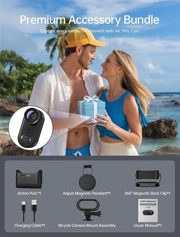 كاميرات 4K Mini Body Action Camera POV Body Cam، كاميرا رياضية سعة 64 جيجابايت مع تسجيل فيديو صوتي، كاميرا إبهام محمولة مغناطيسية مقاومة للماء يمكن ارتداؤها للدراجات النارية ومدونات الفيديو والتزلج وركوب الدراجات والمشي لمسافات طويلة - أسود in Kuwait