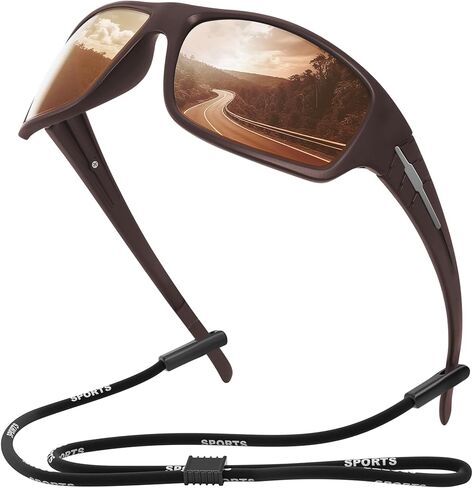 XVXV Polarized Sports Sunglasses for Men, Wrap Around Sun Glasses UV Protection for Cycling Fishing Driving in Kuwait