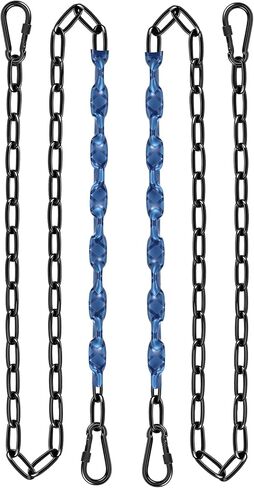 2 Pack 44in Hanging Chair Chain with 4 Carabiners, 500LB Capacity Hanging Kits Heavy Duty Hanging Chair Hardware for Hammock Swing Punching Bags Sandbag Indoor Outdoor Yoga Gym (Black,44in) in Kuwait