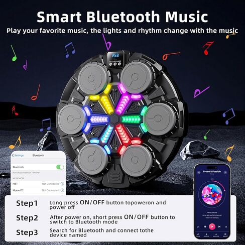 Upgraded Music Boxing Machine for Kids and Adults, Bluetooth Wall Mounted Punching Pad with Gloves,Rhythm Lights&Two-Player Battle Home Gym Equipment,Sports Toy Gift for Ages 3-12 Year Old in Kuwait