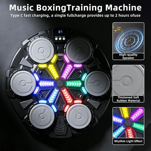 Upgraded Music Boxing Machine for Kids and Adults, Bluetooth Wall Mounted Punching Pad with Gloves,Rhythm Lights&Two-Player Battle Home Gym Equipment,Sports Toy Gift for Ages 3-12 Year Old in Kuwait
