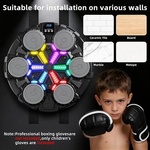 Upgraded Music Boxing Machine for Kids and Adults, Bluetooth Wall Mounted Punching Pad with Gloves,Rhythm Lights&Two-Player Battle Home Gym Equipment,Sports Toy Gift for Ages 3-12 Year Old in Kuwait