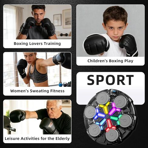 Upgraded Music Boxing Machine for Kids and Adults, Bluetooth Wall Mounted Punching Pad with Gloves,Rhythm Lights&Two-Player Battle Home Gym Equipment,Sports Toy Gift for Ages 3-12 Year Old in Kuwait