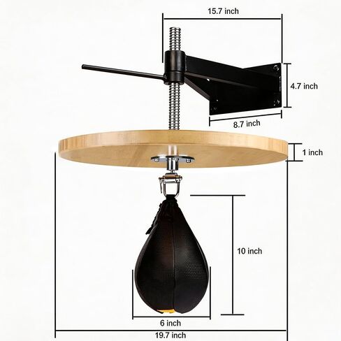 منصة حقيبة السرعة، حامل حقيبة السرعة من خشب الخيزران، ارتفاع قابل للتعديل مع حقيبة السرعة الدوارة لتدريبات الملاكمة، اللكم، التمرين in Kuwait