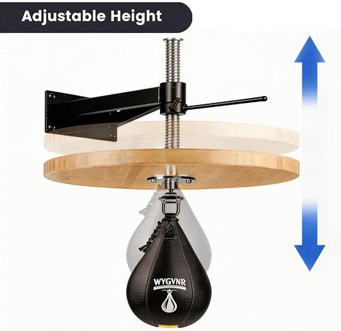 منصة حقيبة السرعة، حامل حقيبة السرعة من خشب الخيزران، ارتفاع قابل للتعديل مع حقيبة السرعة الدوارة لتدريبات الملاكمة، اللكم، التمرين in Kuwait