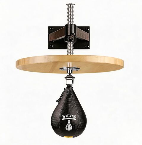 منصة حقيبة السرعة، حامل حقيبة السرعة من خشب الخيزران، ارتفاع قابل للتعديل مع حقيبة السرعة الدوارة لتدريبات الملاكمة، اللكم، التمرين in Kuwait