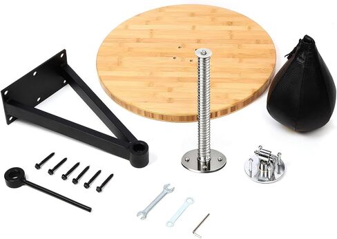 منصة حقيبة السرعة، حامل حقيبة السرعة من خشب الخيزران، ارتفاع قابل للتعديل مع حقيبة السرعة الدوارة لتدريبات الملاكمة، اللكم، التمرين in Kuwait