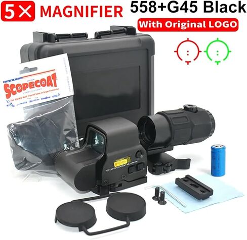 نطاق البصر المنعكس المجسم 558 G45 مع مجموعة المكبر G45 5X المدمج في حامل QD القابل للطي، نطاق الرؤية المنعكس المجسم ذو النقطة الحمراء والخضراء in Kuwait