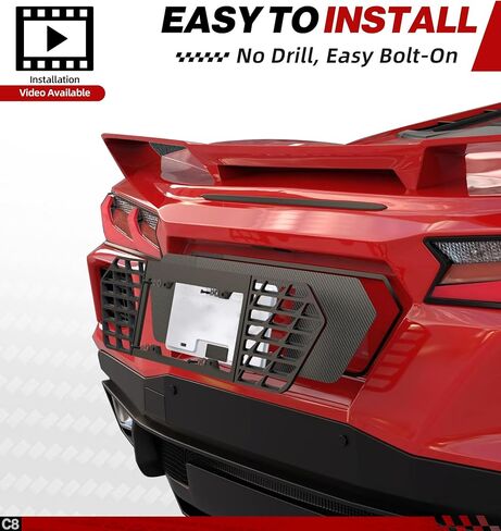 Upgraded C8 License Plate Frame Fit for Corvette C8 2020 2021 2022 2023 2024 2025 Stingray Z51 Aluminum License Plate Frame with Carbon Fiber Background C8 Corvette Accessories in Kuwait