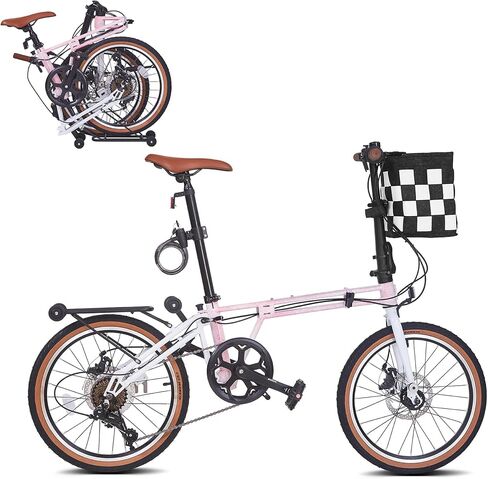 20 Inch Folding Bike for Adults, 7-Speed Foldable Bike for Women & Men, Foldable Bicycle with Dual Disc Brake, Portable Commuter City Bikes with Adjustable Saddle in Saudi Arabia