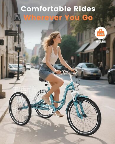 دراجات ثلاثية العجلات قابلة للطي للبالغين من Slsy، دراجات ثلاثية العجلات قابلة للطي بـ 7 سرعات، 20 24 26 بوصة 3 عجلات مع خطوة منخفضة، دراجة ثلاثية العجلات قابلة للطي للبالغين والنساء والرجال وكبار السن in Kuwait