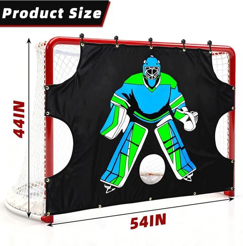 هدف إطلاق النار على هوكي الجليد: 54 × 44 بوصة، مساعد تدريب مقاوم للماء على التثبيت السريع، تحسين الدقة للاعبي المدربين البالغين في الأماكن المغلقة والمفتوحة - قطعة واحدة in Kuwait