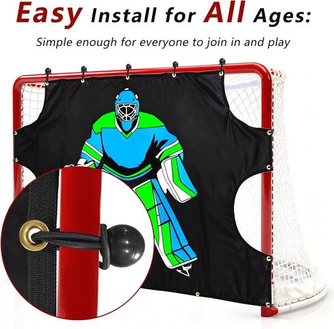 هدف إطلاق النار على هوكي الجليد: 54 × 44 بوصة، مساعد تدريب مقاوم للماء على التثبيت السريع، تحسين الدقة للاعبي المدربين البالغين في الأماكن المغلقة والمفتوحة - قطعة واحدة in Kuwait