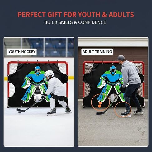 Kapler Hockey Net Goalie Target Tarp: Heavy Duty PVC 5 Zone Street Shooter Tutor with Reinforced Edges for Practicing Shooting Accuracy - Hockey Training Equipment Gift for Youth Adults Fits 54" Goal in Kuwait