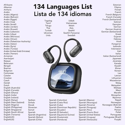 ERAZER AI Translation Earbuds Real Time, LCD Touch Screen Language Translator Earbuds for 134 Languages, 3-in-1 Bluetooth Translator Device with APP, Fit iOS &Android, Ideal for Travel Business in Kuwait