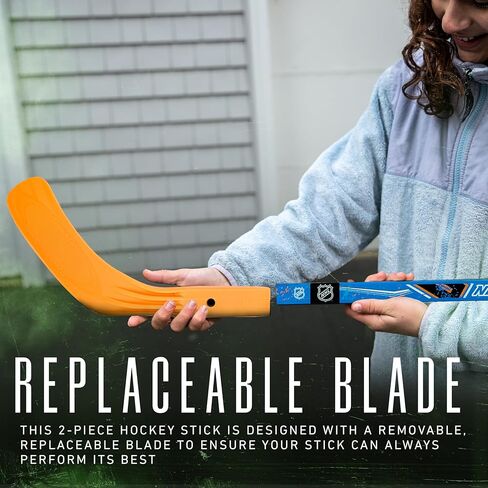 Franklin Sports NHL Kids Street Hockey Stick + مجموعة الكرات - عصا هوكي الشوارع للشباب 40 بوصة + (2) كرات الهوكي الدوارة الخارجية - مجموعة المبتدئين للهوكي للأطفال in Saudi Arabia