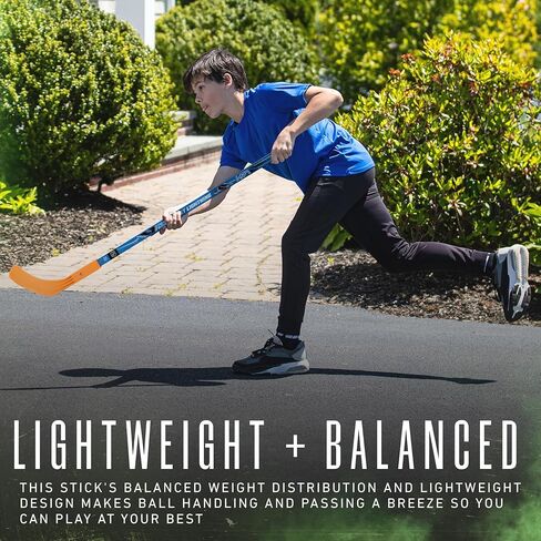 Franklin Sports NHL Kids Street Hockey Stick + مجموعة الكرات - عصا هوكي الشوارع للشباب 40 بوصة + (2) كرات الهوكي الدوارة الخارجية - مجموعة المبتدئين للهوكي للأطفال in Saudi Arabia