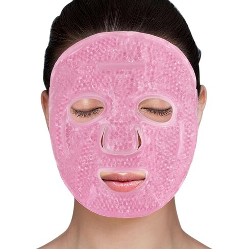 LotFancy Face Ice Pack, Reusable Ice Face Mask, Gel Bead Cold Face Eye Mask, Hot Cold Compress for Puffiness, Facial Routine, Post-Surgical Recovery, Headache, Skin Care, Post Laser Care in Kuwait