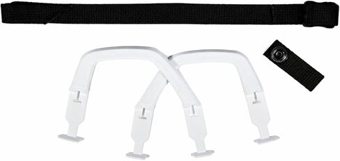 حزام ذقن بديل لخوذة الهوكي، حلقة زر مع حلقات أذن بيضاء، مجموعة الأشرطة ملونة باللون الأسود الكامل، CCM، Bauer، True، و Warrior in Kuwait