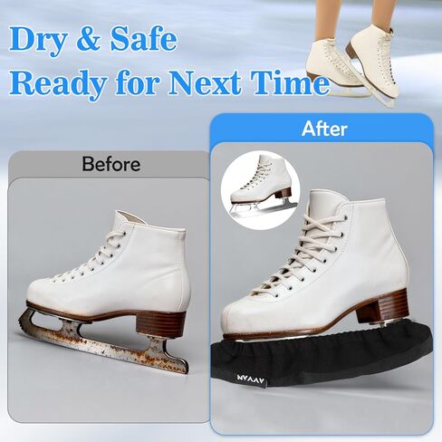 Ice Skate Blade Covers with 2" Thickened & Widened Bottom, Cut-Resistant Nylon & Double-Layer Polar Fleece Blades Protector Guards for Hockey Skates, Figure Skates, Ice Skates, Speed Skates in Saudi Arabia