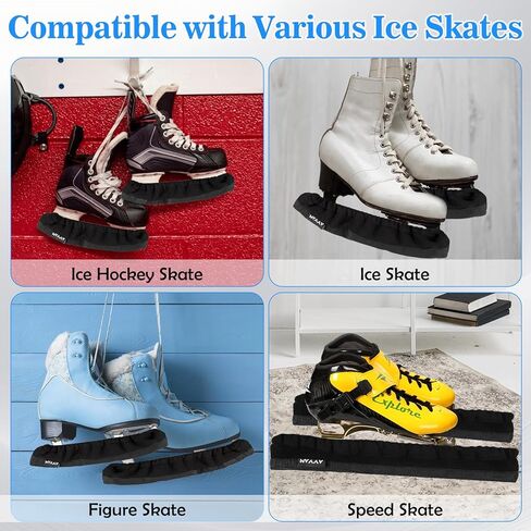 Ice Skate Blade Covers with 2" Thickened & Widened Bottom, Cut-Resistant Nylon & Double-Layer Polar Fleece Blades Protector Guards for Hockey Skates, Figure Skates, Ice Skates, Speed Skates in Saudi Arabia