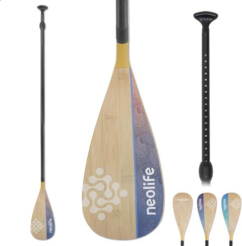 SUP Paddleboard Paddle with Carbon Fiber Shaft and Enhanced PP Blade, Adjustable Stand Up Paddle Board Paddle, 66-82" (170-210 cm), Bamboo Pattern Series in Saudi Arabia