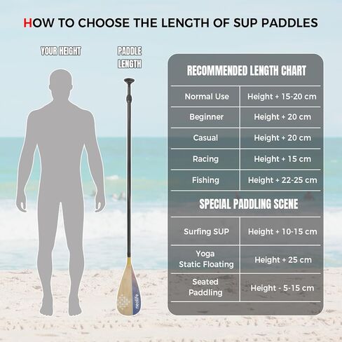 SUP Paddleboard Paddle with Carbon Fiber Shaft and Enhanced PP Blade, Adjustable Stand Up Paddle Board Paddle, 66-82" (170-210 cm), Bamboo Pattern Series in Saudi Arabia