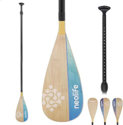 SUP Paddleboard Paddle with Carbon Fiber Shaft and Enhanced PP Blade, Adjustable Stand Up Paddle Board Paddle, 66-82" (170-210 cm), Bamboo Pattern Series in Saudi Arabia