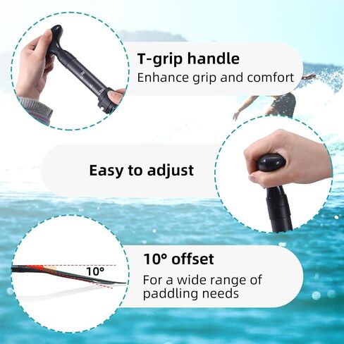 LEDONNE Carbon SUP Paddles 3 Piece Adjustable Stand Up Paddle Board Paddles Lightweight Carbon Fiber Shaft Floating Portable Paddle Oar, Black in Kuwait