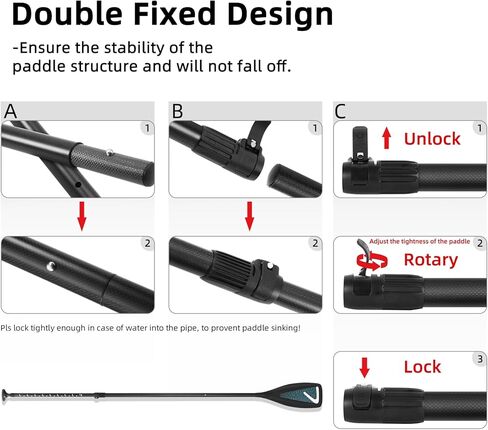 LEDONNE Carbon SUP Paddles 3 Piece Adjustable Stand Up Paddle Board Paddles Lightweight Carbon Fiber Shaft Floating Portable Paddle Oar, Black in Kuwait