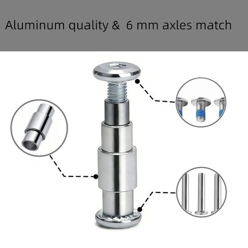 مجموعة قطع غيار التزلج المضمنة 30 قطعة - محاور تزلج من الألومنيوم مقاس 6 مم، وفواصل محمل متدرجة، ومسامير للمحور ومفاتيح سداسية، وأجهزة تزلج دوارة متينة للتزلج على المحور مقاس 6 مم، فضي in Kuwait