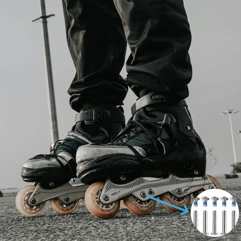 مجموعة قطع غيار التزلج المضمنة 30 قطعة - محاور تزلج من الألومنيوم مقاس 6 مم، وفواصل محمل متدرجة، ومسامير للمحور ومفاتيح سداسية، وأجهزة تزلج دوارة متينة للتزلج على المحور مقاس 6 مم، فضي in Kuwait