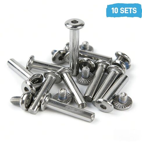 10 قطع من براغي محور التزلج المضمنة - قطر العمود 6 مم (15/64 بوصة) براغي عجلات بديلة للشفرة الدوارة، براغي مقبس سداسية بطول 30 مم لمحاور 6 مم، أجهزة تزلج معدنية فضية اللون in Kuwait