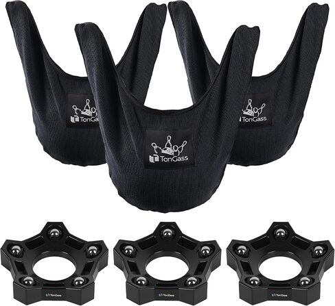 TonGass Bowling Seesaw Towel 3-Pack with Rotating Bowling Ball Cup 3-Pack, Microfiber Bowlings Ball Polisher Towels and Bowlings Bearing Spinner Cup Stands for Cleaning, Polishing & Storage - Black in Saudi Arabia