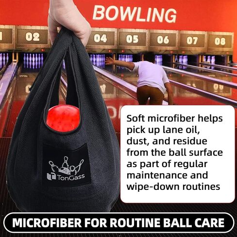TonGass Bowling Seesaw Towel 3-Pack with Rotating Bowling Ball Cup 3-Pack, Microfiber Bowlings Ball Polisher Towels and Bowlings Bearing Spinner Cup Stands for Cleaning, Polishing & Storage - Black in Saudi Arabia
