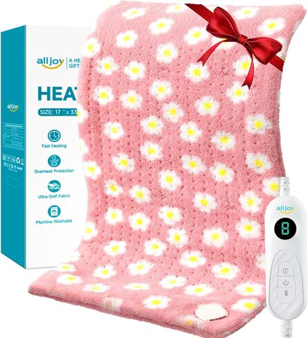 Heating Pad, ALLJOY Electric Heating Pads for Back Pain Relief, 6 Heat Levels & 8 Timers, 24" x 12" Large Heat Pad Moist & Dry Heat Therapy, Heating Pad for Abdomen Cramps, Shoulder, Leg, Arm - Blue in Kuwait