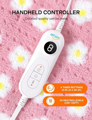 Heating Pad, ALLJOY Electric Heating Pads for Back Pain Relief, 6 Heat Levels & 8 Timers, 24" x 12" Large Heat Pad Moist & Dry Heat Therapy, Heating Pad for Abdomen Cramps, Shoulder, Leg, Arm - Blue in Kuwait