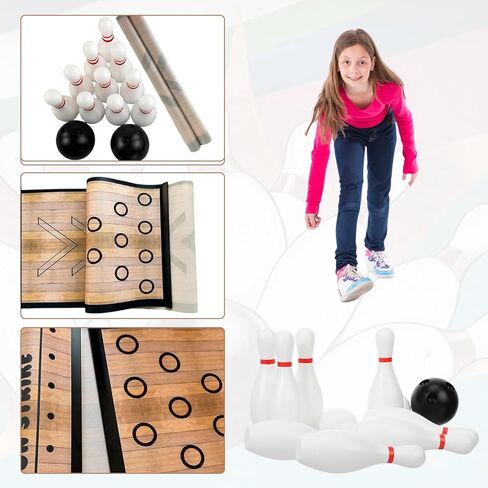 Mini Bowling Set Bowling Alley & Lane Games Indoor Outdoor Home Bowling Set Bowling Pins & Ball Set for Backyard, Lawn, Party Games in Kuwait