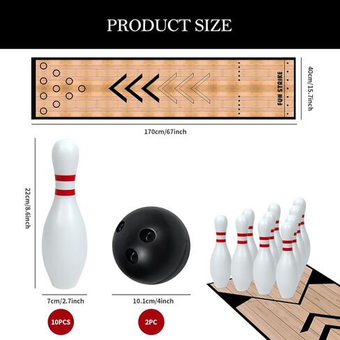 Mini Bowling Set Bowling Alley & Lane Games Indoor Outdoor Home Bowling Set Bowling Pins & Ball Set for Backyard, Lawn, Party Games in Kuwait