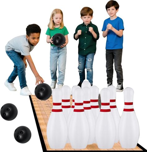 Mini Bowling Set Bowling Alley & Lane Games Indoor Outdoor Home Bowling Set Bowling Pins & Ball Set for Backyard, Lawn, Party Games in Kuwait