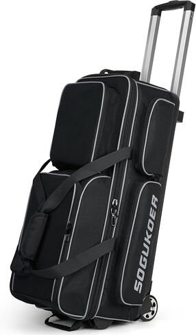 3 أكياس كرات بولينج بعجلات، أكياس بولينج ممتازة 3 كرات بولينج - أكسفورد مقوى 900D، حقيبة كرات بولينج مع حجرة كبيرة منفصلة للأحذية وجيب للملحقات in Kuwait