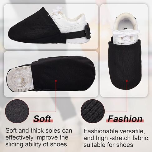 Zhanmai Bowling Shoe Slide, 2 Pack/ 1 Pair Adjustable Sole Cover Sock with Elastic Band Fit Most Shoes Bowling Accessories for Men Women Playing Ball Dancing, L, Black in Saudi Arabia