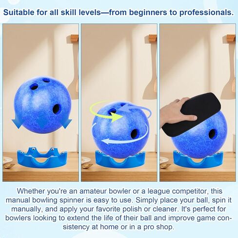 Bowling Ball Spinner with Cleaning Cloth Pad Shammy, Bowling Rotating Ball Cup Sport Holder Display Stand Rack 360° Smooth Rotation Practical Sport Accessory in Kuwait
