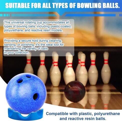 Bowling Ball Spinner with Cleaning Cloth Pad Shammy, Bowling Rotating Ball Cup Sport Holder Display Stand Rack 360° Smooth Rotation Practical Sport Accessory in Kuwait