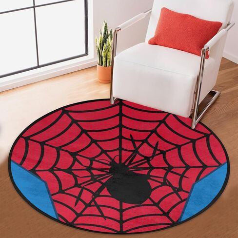 Red Spider Web Round Area Rug Large Aesthetic Area Rugs for Kids Room Nursery Decorations, 3 ft Diameter Cool Non-Slip Doormat Floor Carpet Decor in Kuwait